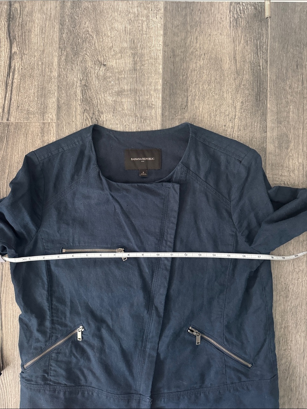 Banana Republic Factory Linen-cotton Blend Moto Jacket in a dark blue Size Small - Picture 8 of 11